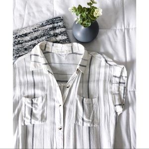 Vici Stripped Button Up Top with Tie